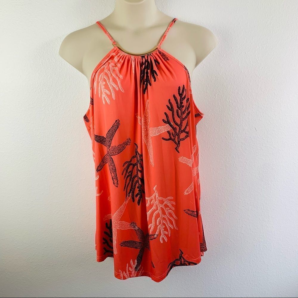 Lily By Firmiana Coral Print Tank